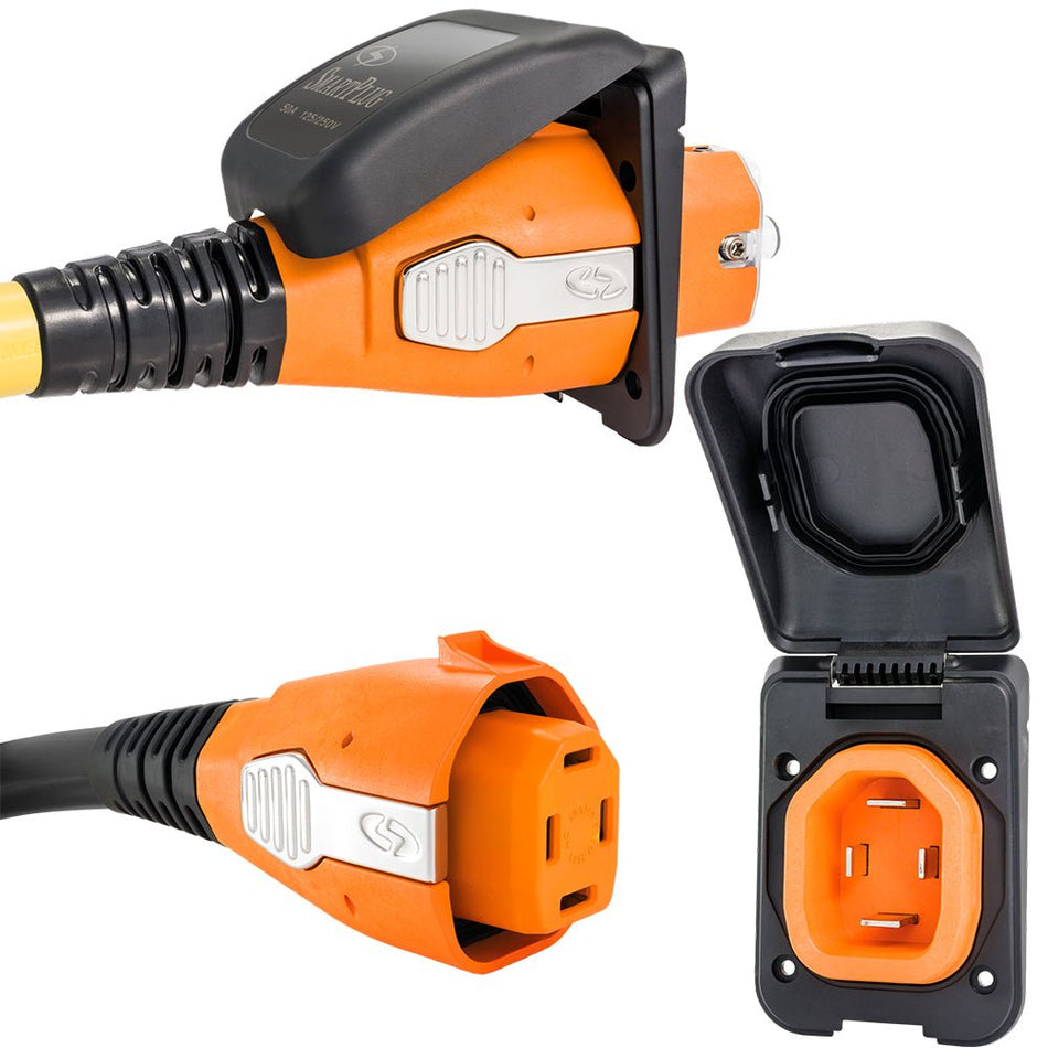 SmartPlug 50 AMP Inlet & Female Cord Connector Combo - Black - Get Tight Gear