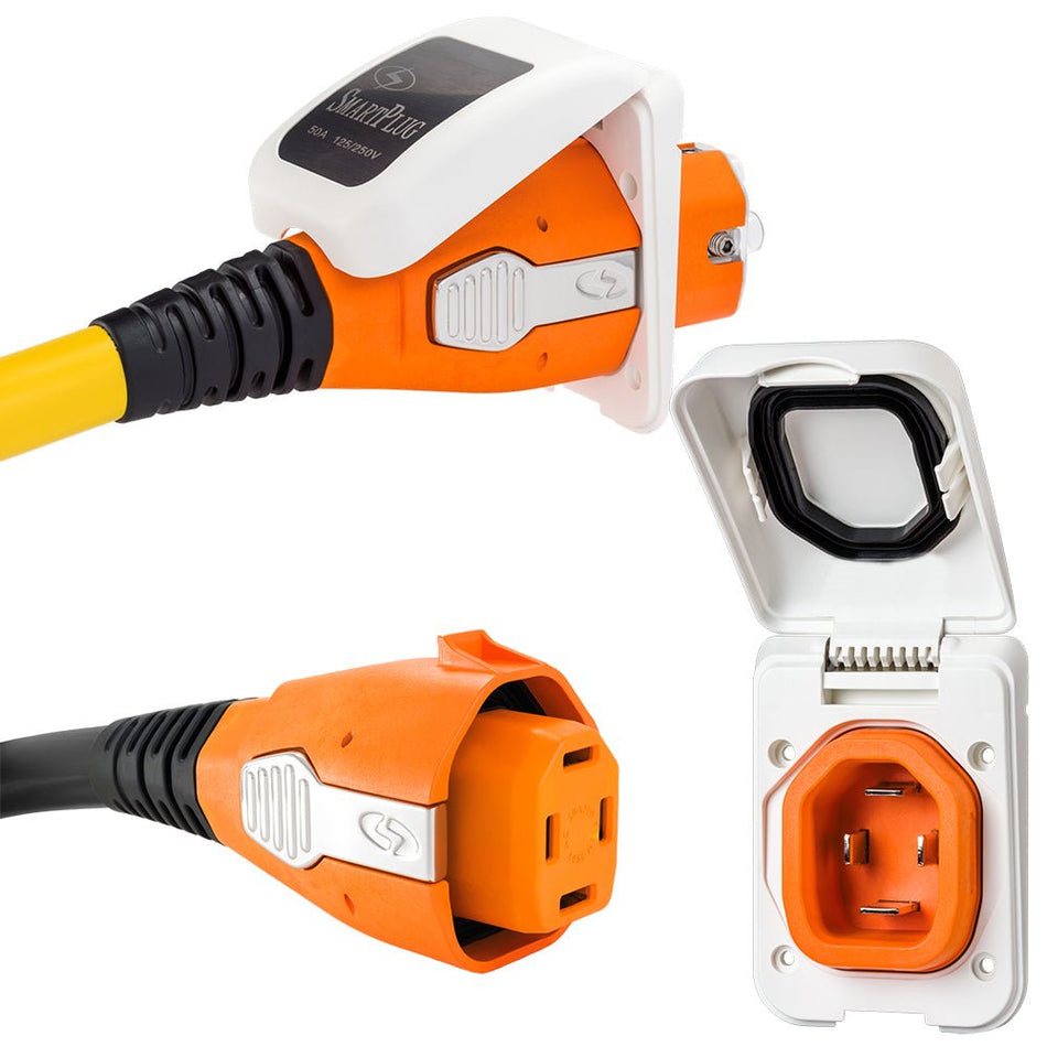SmartPlug 50 AMP Inlet & Female Cord Connector Combo - White - Get Tight Gear
