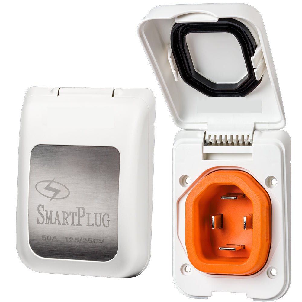 SmartPlug 50 AMP Male Non - Metallic Inlet Cover - White - Get Tight Gear