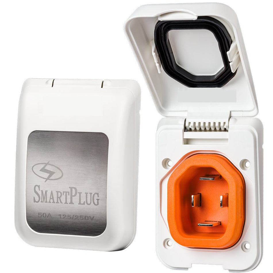SmartPlug 50 AMP Male Non - Metallic Inlet Cover - White - Get Tight Gear