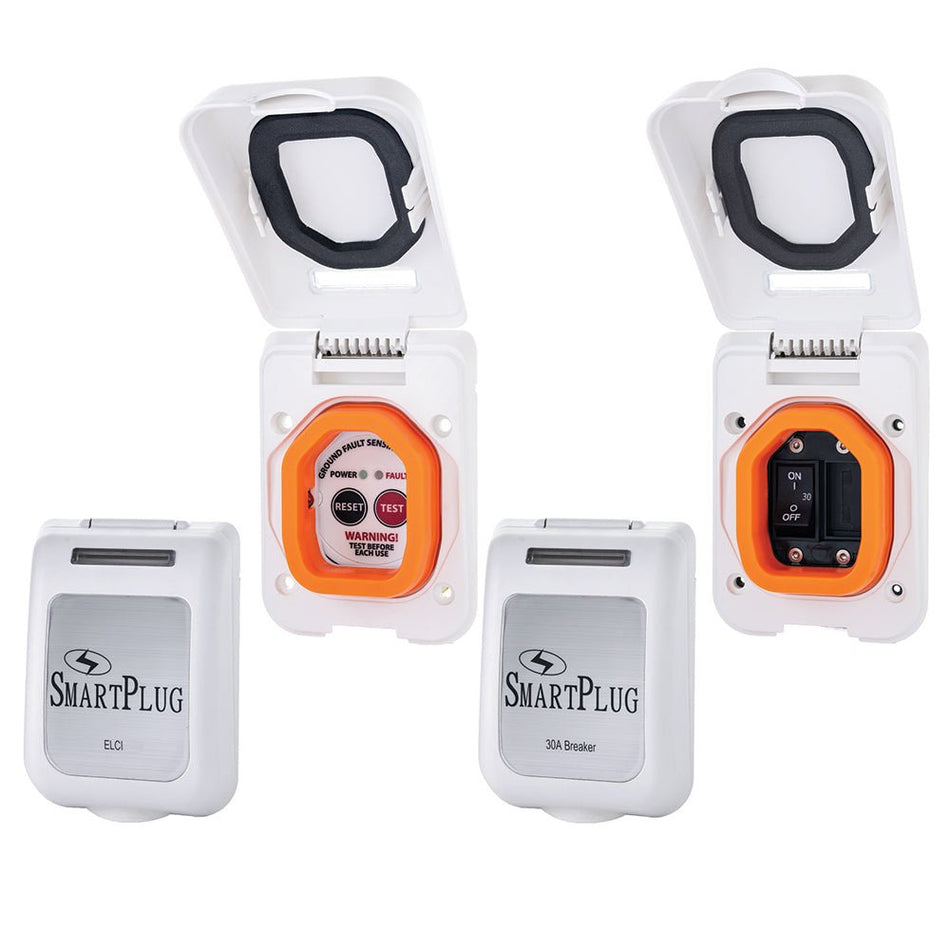 SmartPlug Combo Kit w/ELCI Sensor & 30 Amp Breaker Non - Metallic Door - White - Get Tight Gear