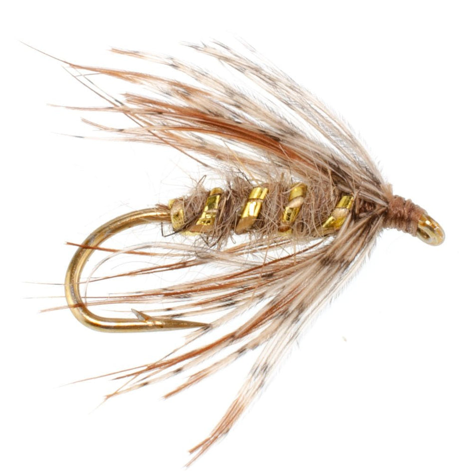 Soft Hackle March Brown Partridge Fly Fishing Wet Flies - 6 Flies Hook Size 12 - Get Tight Gear