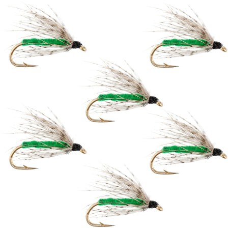 Soft Hackle Partridge and Green Fly Fishing Wet Flies - 6 Flies Hook Size 16 - Get Tight Gear