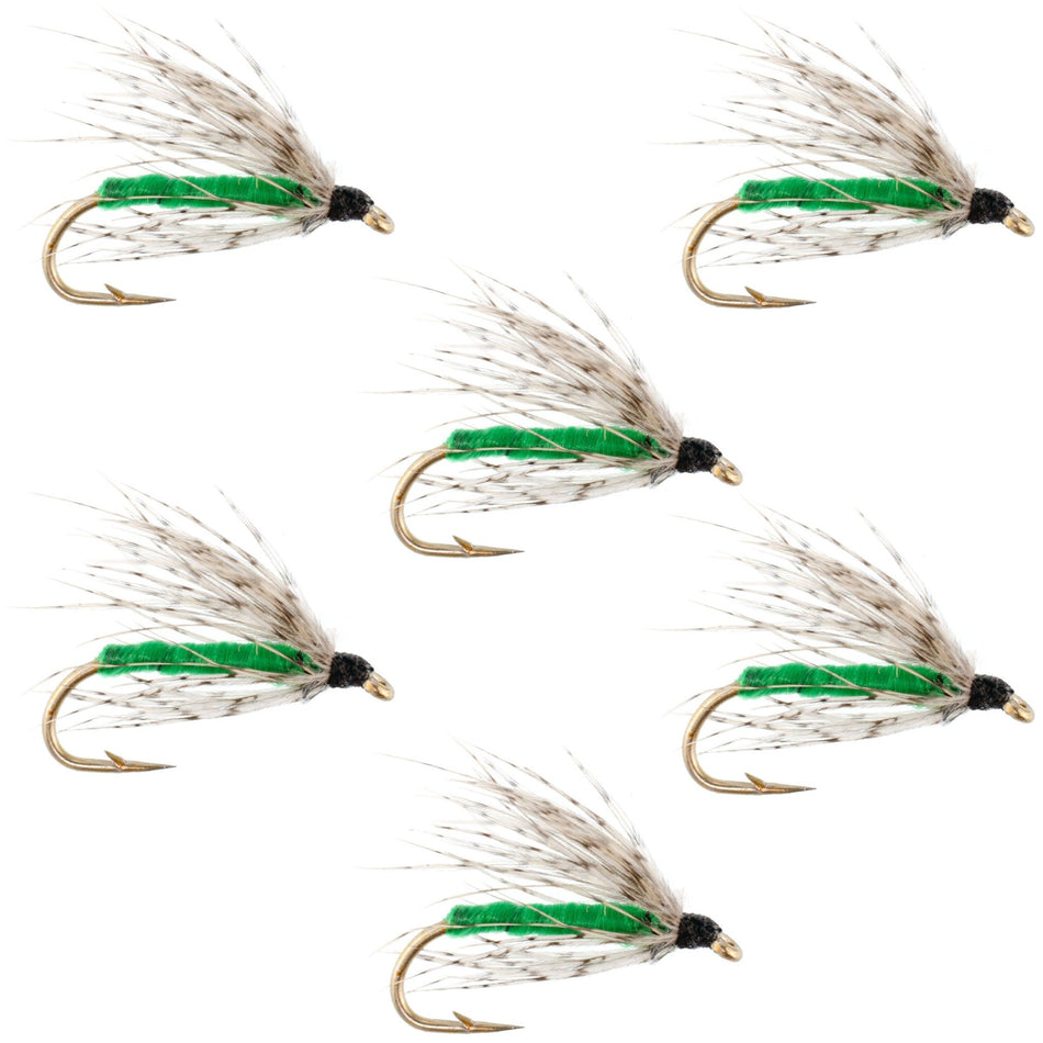 Soft Hackle Partridge and Green Fly Fishing Wet Flies - 6 Flies Hook Size 16 - Get Tight Gear