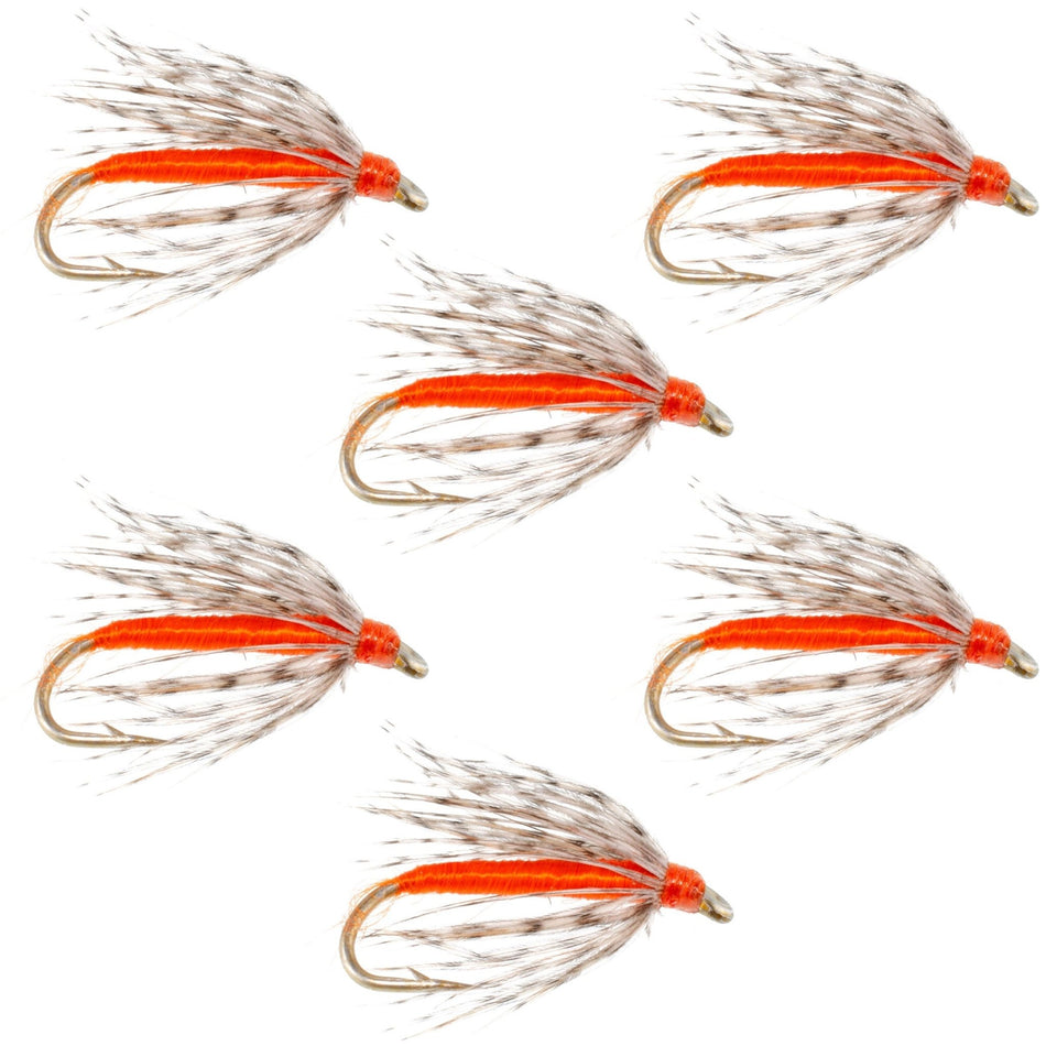 Soft Hackle Partridge and Orange Fly Fishing Wet Flies - 6 Flies Hook Size 12 - Get Tight Gear