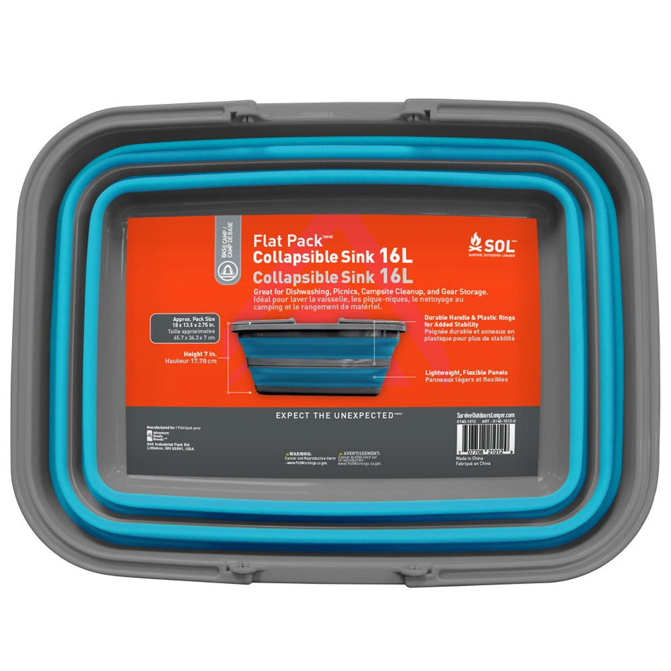 S.O.L. Survive Outdoors Longer Flat Pack Sink - 16L - Get Tight Gear