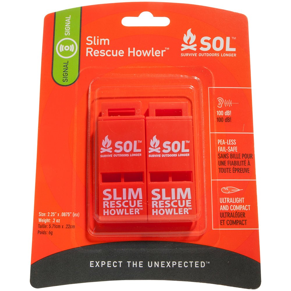 S.O.L. Survive Outdoors Longer Rescue Howler Whistle - 2 Pack - Get Tight Gear