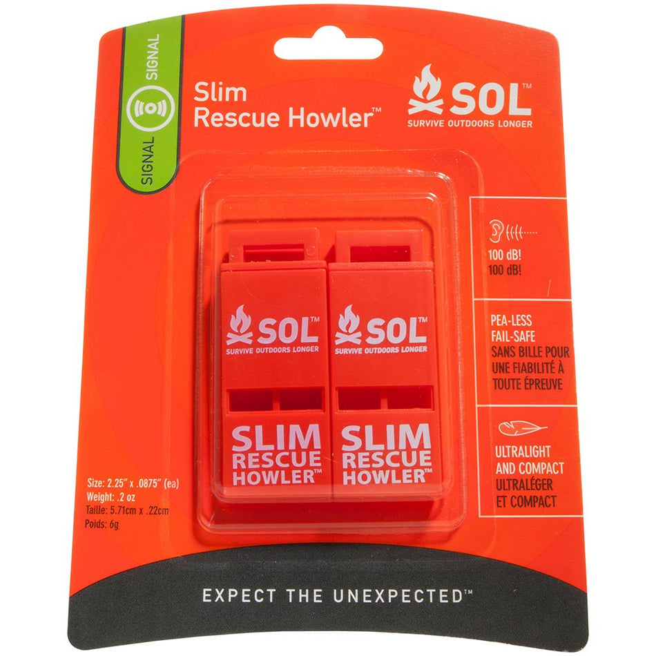 S.O.L. Survive Outdoors Longer Rescue Howler Whistle - 2 Pack - Get Tight Gear