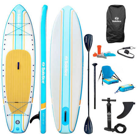 Solstice Watersports 10'6" Rambler Inflatable Stand - Up Paddleboard/Kayak 2 - In - 1 Kit w/Seat & Convertible Paddle - Orange - Get Tight Gear