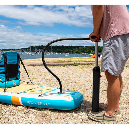 Solstice Watersports 10'6" Rambler Inflatable Stand - Up Paddleboard/Kayak 2 - In - 1 Kit w/Seat & Convertible Paddle - Orange - Get Tight Gear