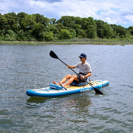 Soltice Watersports 10'6" Rambler Inflatable Stand - Up Paddleboard/Kayak 2 - In - 1 Kit w/Seat & Convertible Paddle - Blue - Get Tight Gear