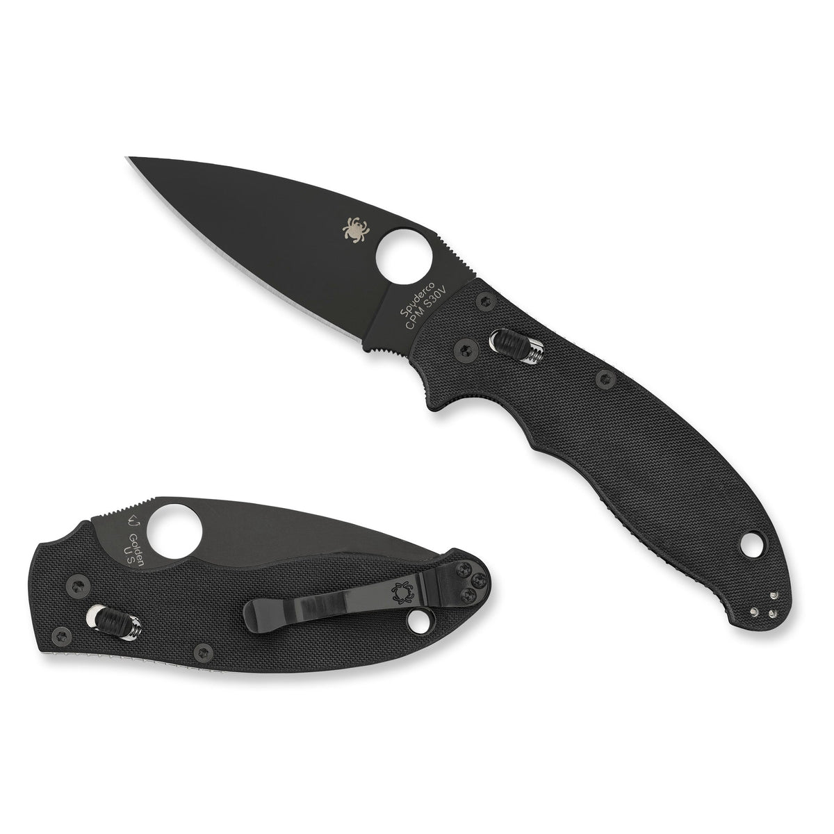 SPYDERCO MANIX 2 BLACK BLADE 3.375 - Get Tight Gear