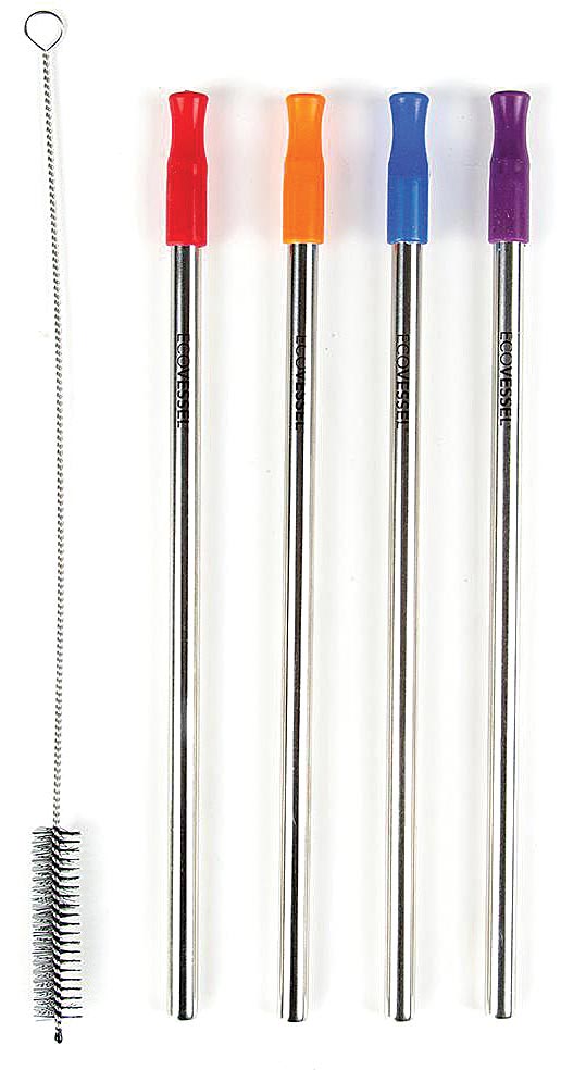 Ss Straw 4 Pk & Straw Brush - Get Tight Gear