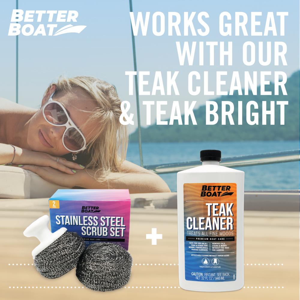 Stainless Steel Scrub Set for Teak Decks with Handle - Get Tight Gear