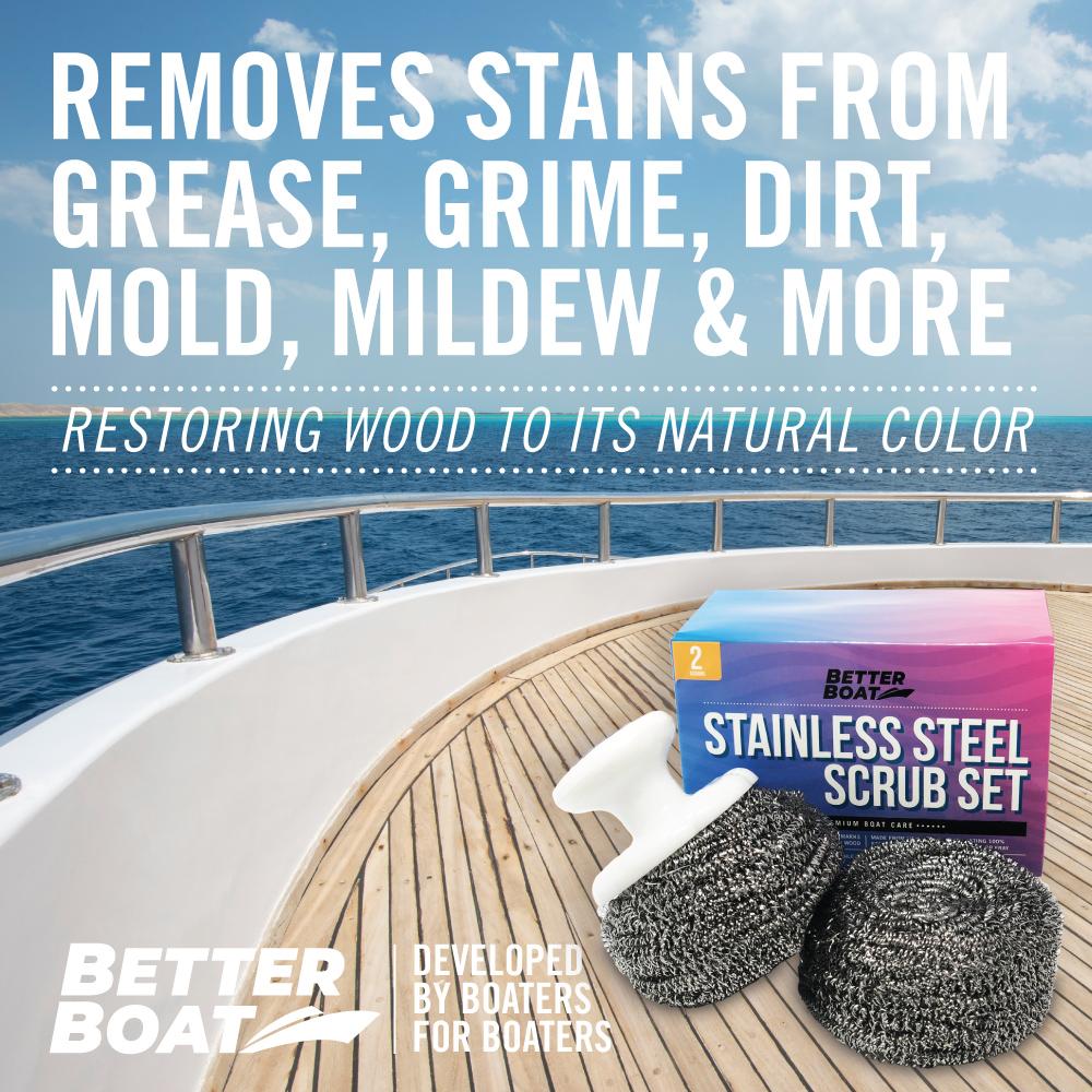 Stainless Steel Scrub Set for Teak Decks with Handle - Get Tight Gear