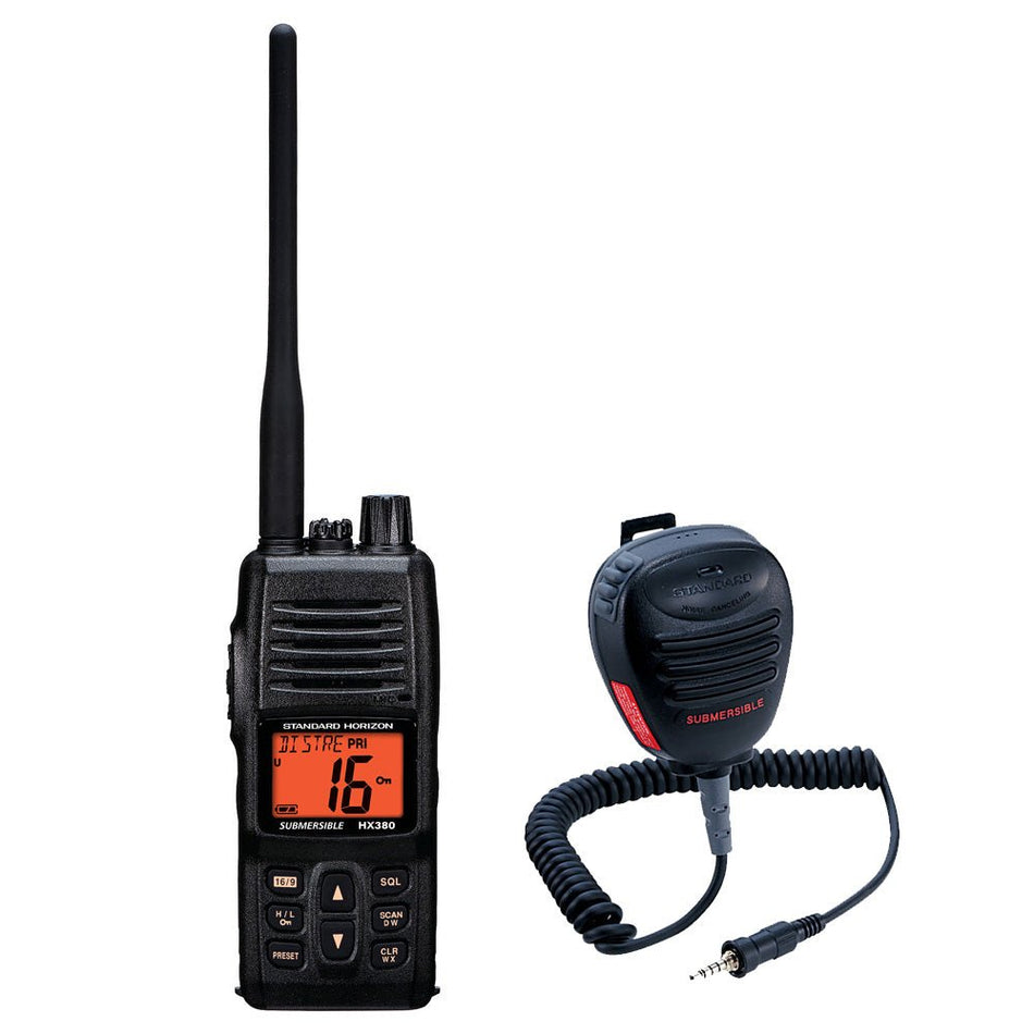 Standard Horizon HX380 Handheld VHF w/FREE CMP460 Speaker Mic - Get Tight Gear