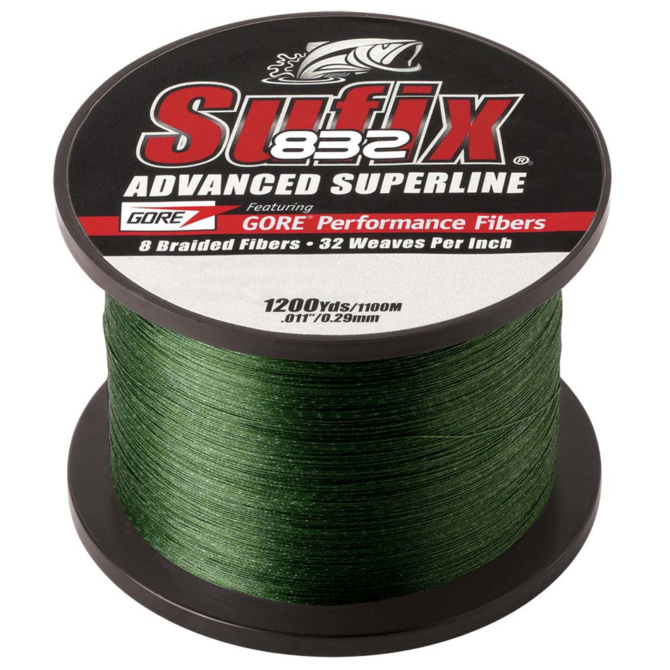 Sufix 832 Advanced Superline Braid - 30lb - Low - Vis Green - 1200 yds - Get Tight Gear