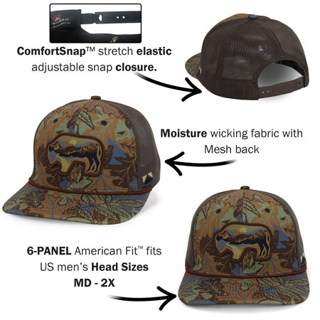 Sunset Bison Buffalo Meshback Rope Cap - Get Tight Gear