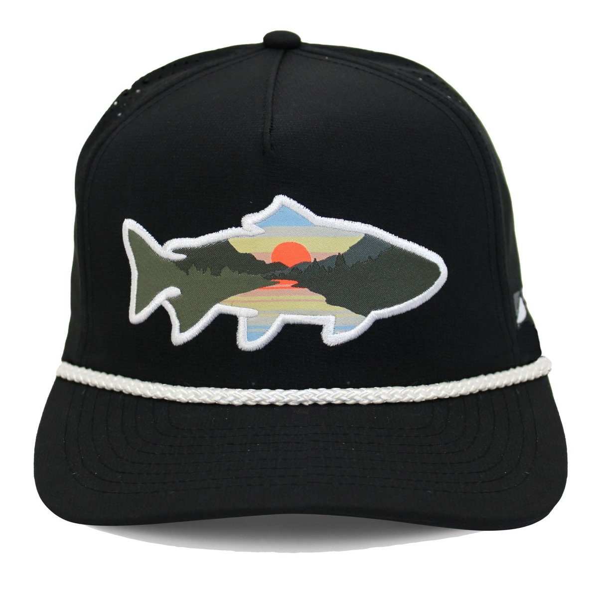 Sunset Fish Silhouette 5 - Panel Performance Rope Cap - Get Tight Gear