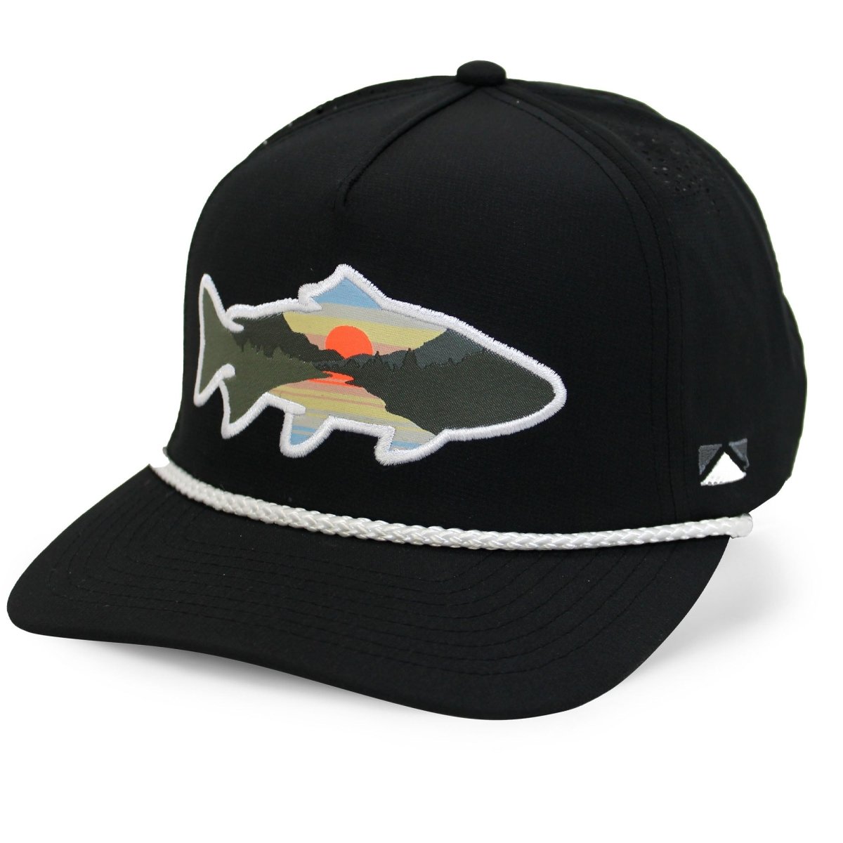 Sunset Fish Silhouette 5 - Panel Performance Rope Cap - Get Tight Gear