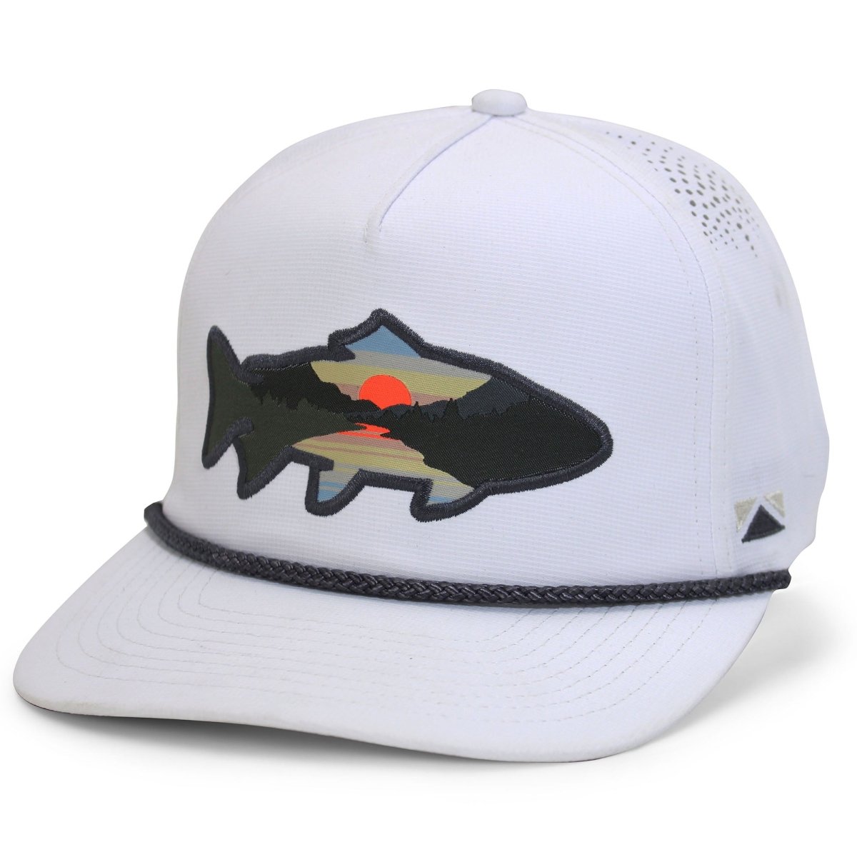 Sunset Fish Silhouette 5 - Panel Performance Rope Cap - Get Tight Gear