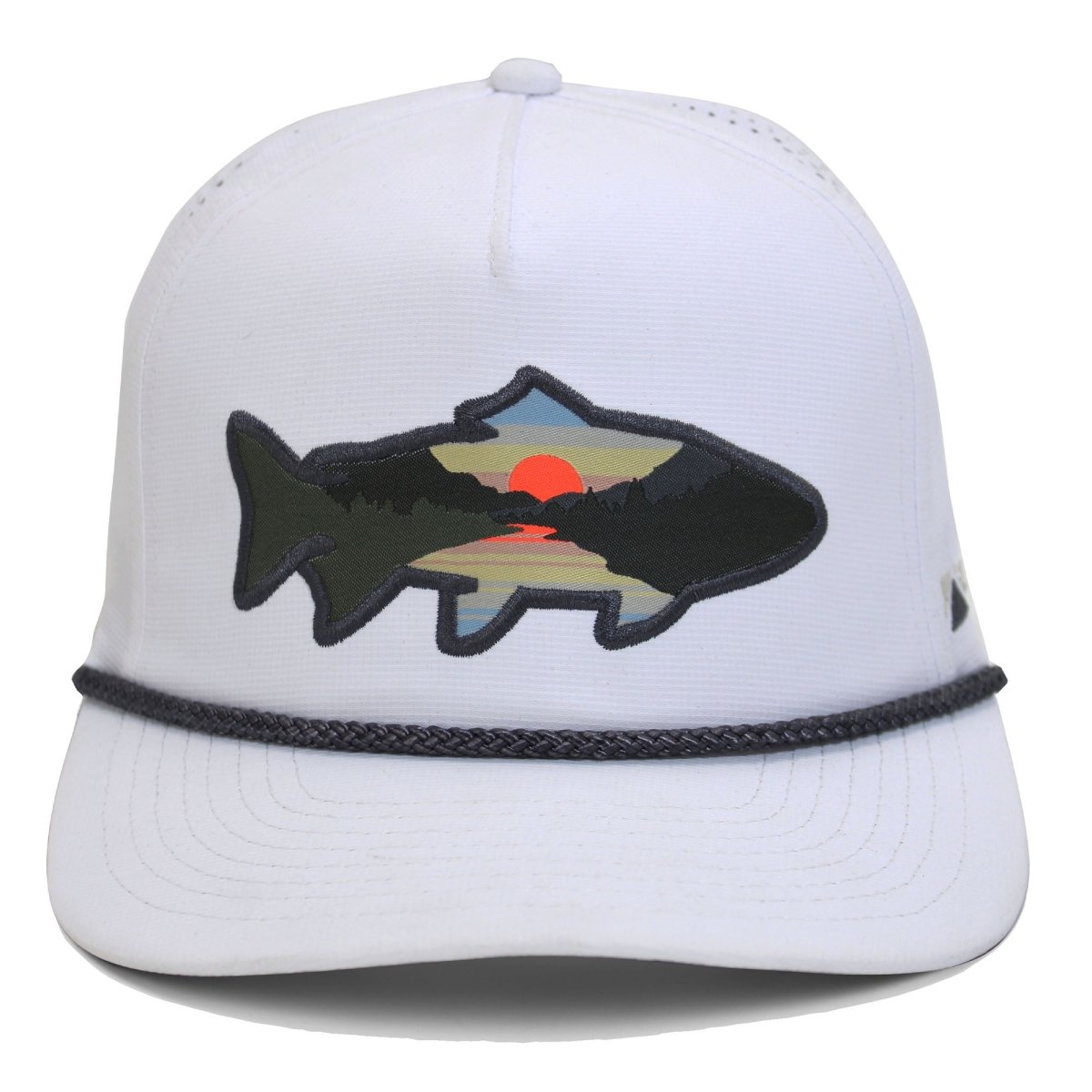 Sunset Fish Silhouette 5 - Panel Performance Rope Cap - Get Tight Gear