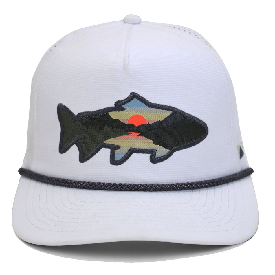 Sunset Fish Silhouette 5 - Panel Performance Rope Cap - Get Tight Gear
