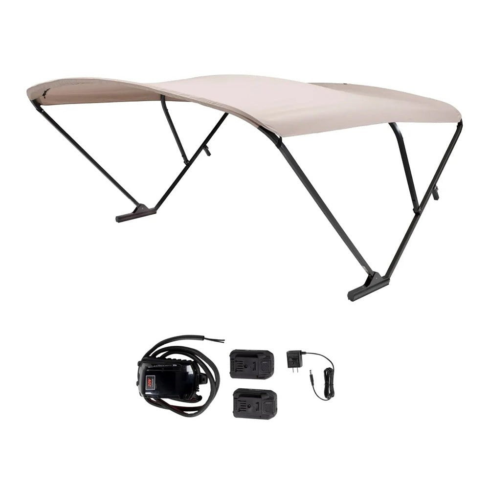 SureShade Battery Powered Bimini - Black Anodized Frame & Beige Fabric - Get Tight Gear