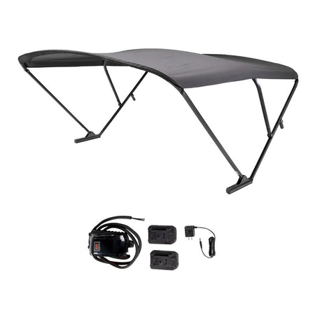 SureShade Battery Powered Bimini - Black Anodized Frame & Black Fabric - Get Tight Gear