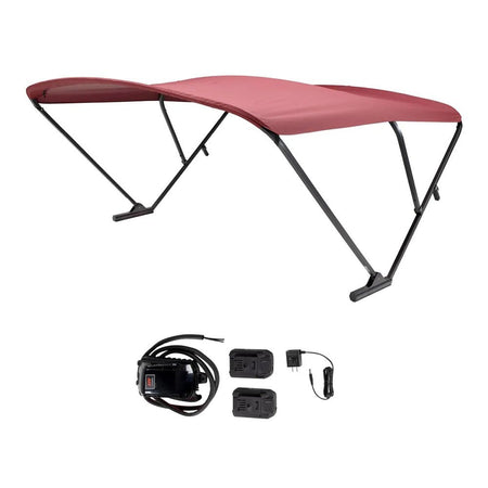SureShade Battery Powered Bimini - Black Anodized Frame & Burgundy Fabric - Get Tight Gear