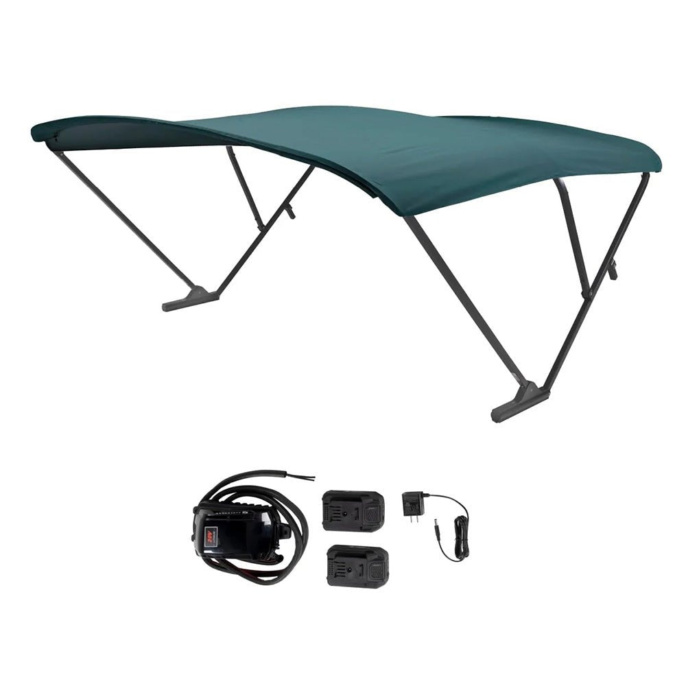 SureShade Battery Powered Bimini - Black Anodized Frame & Green Fabric - Get Tight Gear