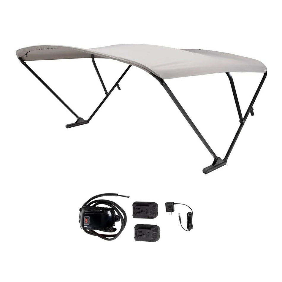 SureShade Battery Powered Bimini - Black Anodized Frame & Grey Fabric - Get Tight Gear