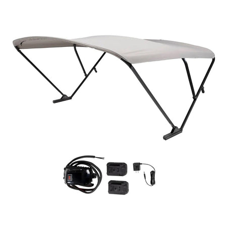SureShade Battery Powered Bimini - Black Anodized Frame & Grey Fabric - Get Tight Gear