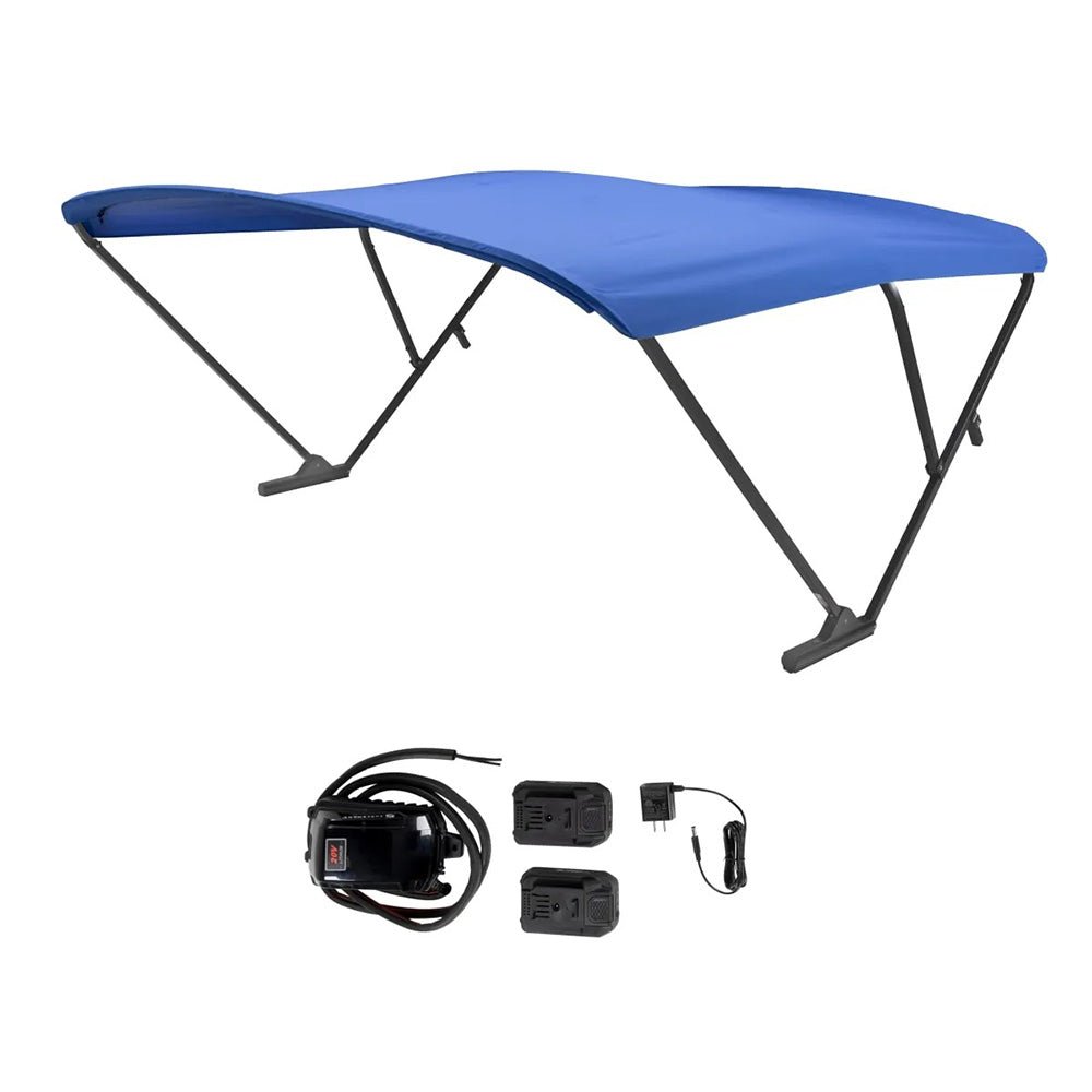 SureShade Battery Powered Bimini - Black Anodized Frame & Pacific Blue Fabric - Get Tight Gear