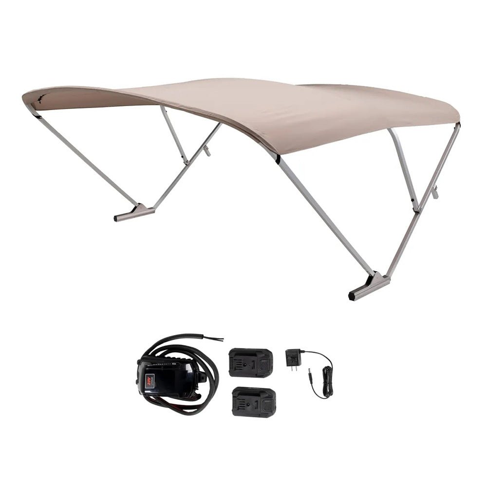 SureShade Battery Powered Bimini - Clear Anodized Frame & Beige Fabric - Get Tight Gear