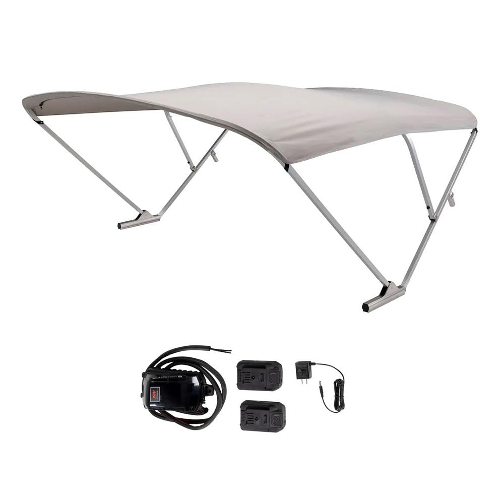 SureShade Battery Powered Bimini - Clear Anodized Frame & Grey Fabric - Get Tight Gear