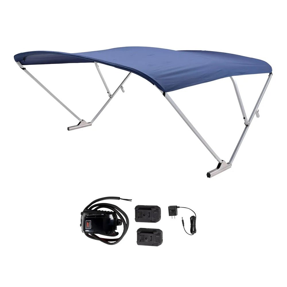 SureShade Battery Powered Bimini - Clear Anodized Frame & Navy Fabric - Get Tight Gear