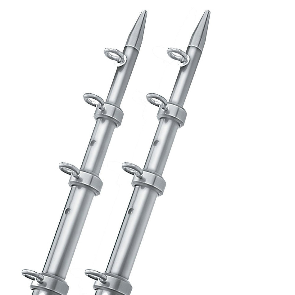 TACO 15' Silver/Silver Outrigger Poles - 1 - 1/8" Diameter - Get Tight Gear