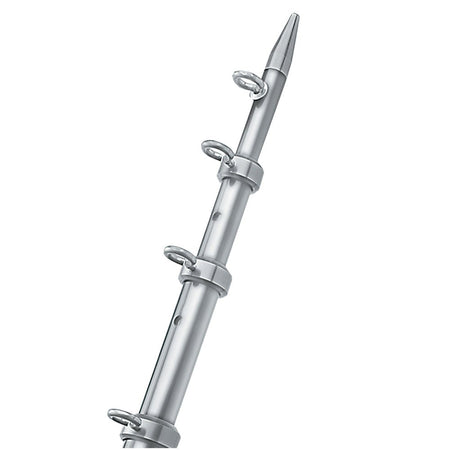 TACO 8' Center Rigger Pole - Silver w/Silver Rings & Tip - 1 - 1/8" Butt End Diameter - Get Tight Gear