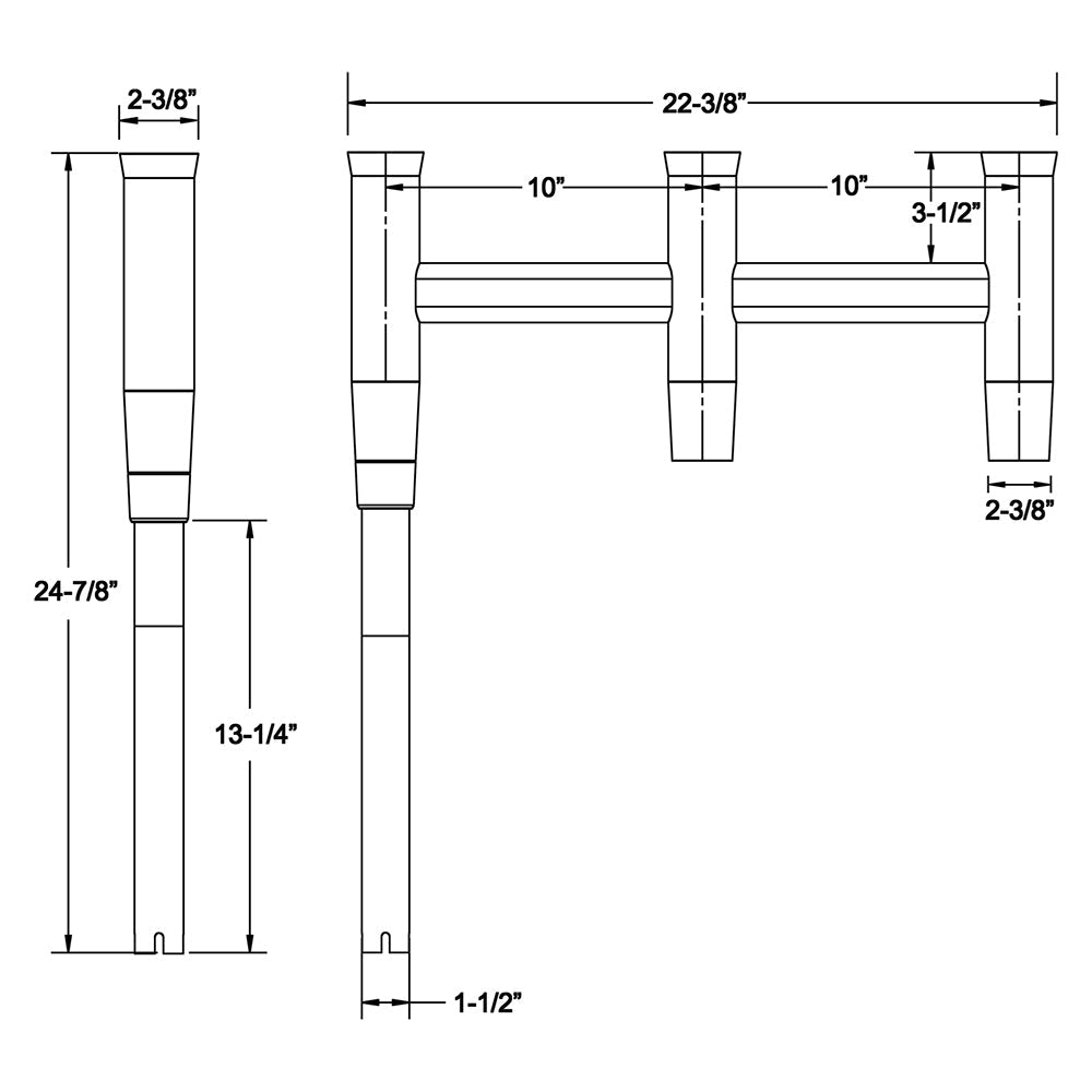 TACO Deluxe Trident Rod Holder Cluster Offset - Get Tight Gear