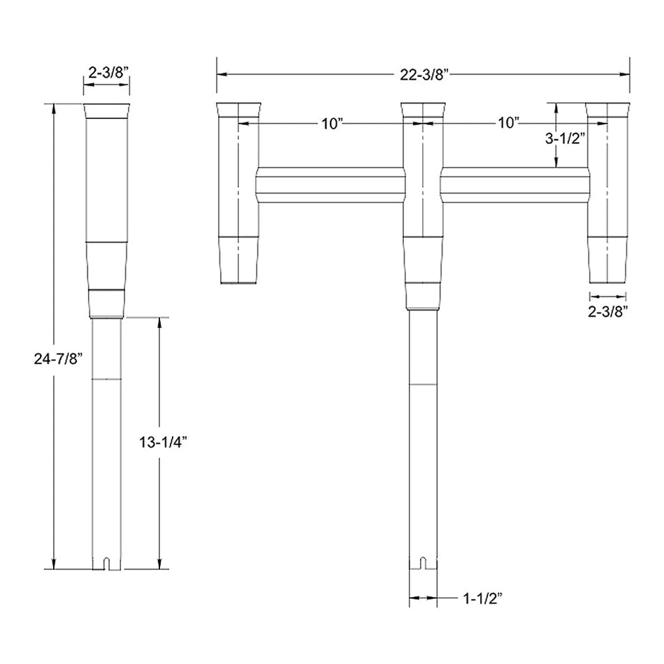 TACO Deluxe Trident Rod Holder Cluster Straight - Get Tight Gear