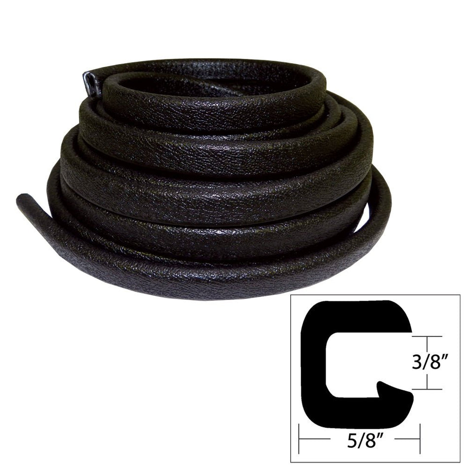 TACO Flexible Vinyl Trim - " Opening x "W x 25'L - Black - Get Tight Gear