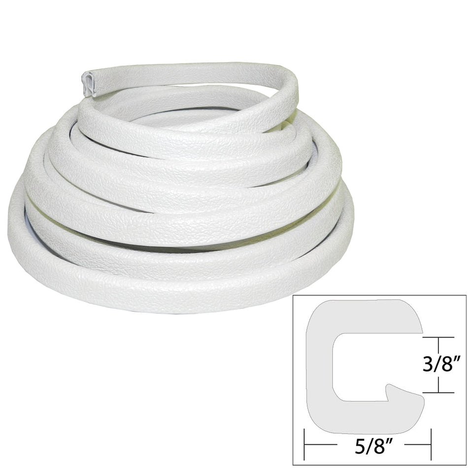 TACO Flexible Vinyl Trim - " Opening x "W x 25'L - White - Get Tight Gear