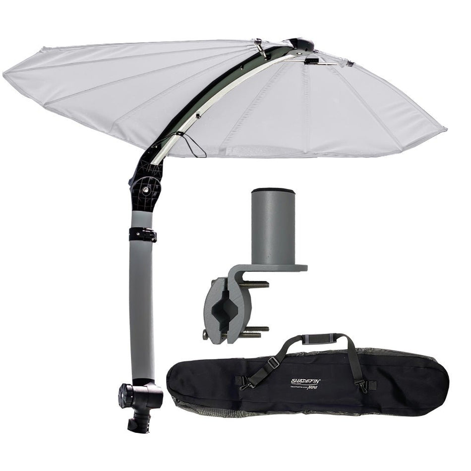 TACO ShadeFin Mini w/White Fabric - Bag & Round Rail Mount Kit - Get Tight Gear