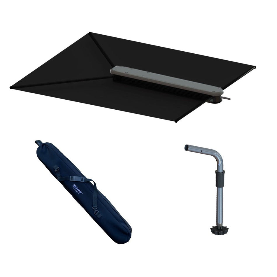 TACO ShadeFin w/Black Fabric, Case & Fixed Rod Holder Mount Kit - Get Tight Gear