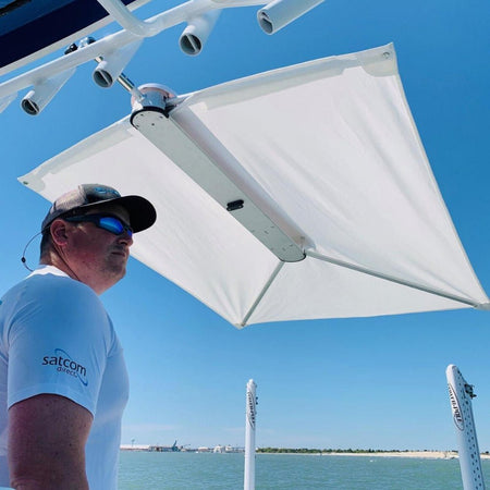 TACO ShadeFin w/White Fabric, Case & Fixed Rod Holder Mount Kit - Get Tight Gear