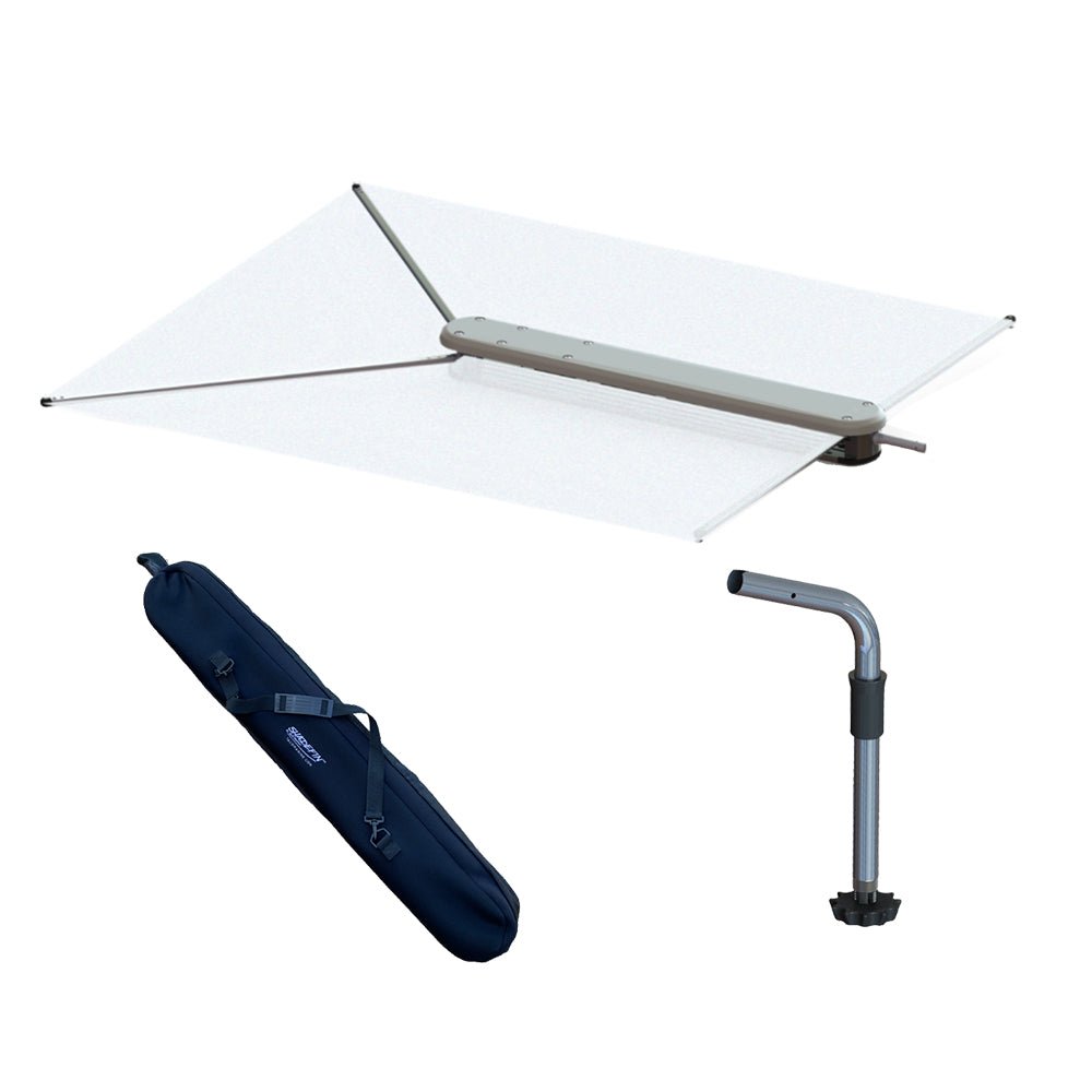 TACO ShadeFin w/White Fabric, Case & Fixed Rod Holder Mount Kit - Get Tight Gear