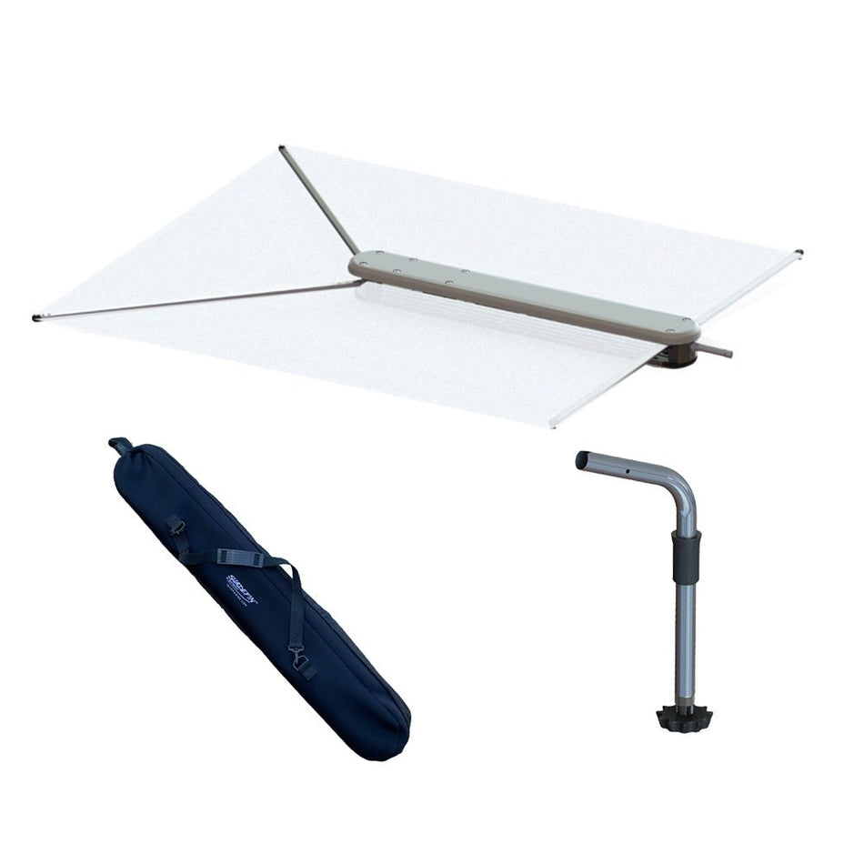 TACO ShadeFin w/White Fabric, Case & Fixed Rod Holder Mount Kit - Get Tight Gear