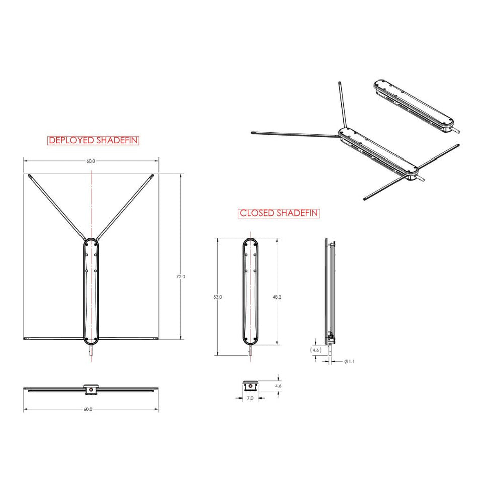 TACO ShadeFin w/White Fabric, Case & Fixed Rod Holder Mount Kit - Get Tight Gear