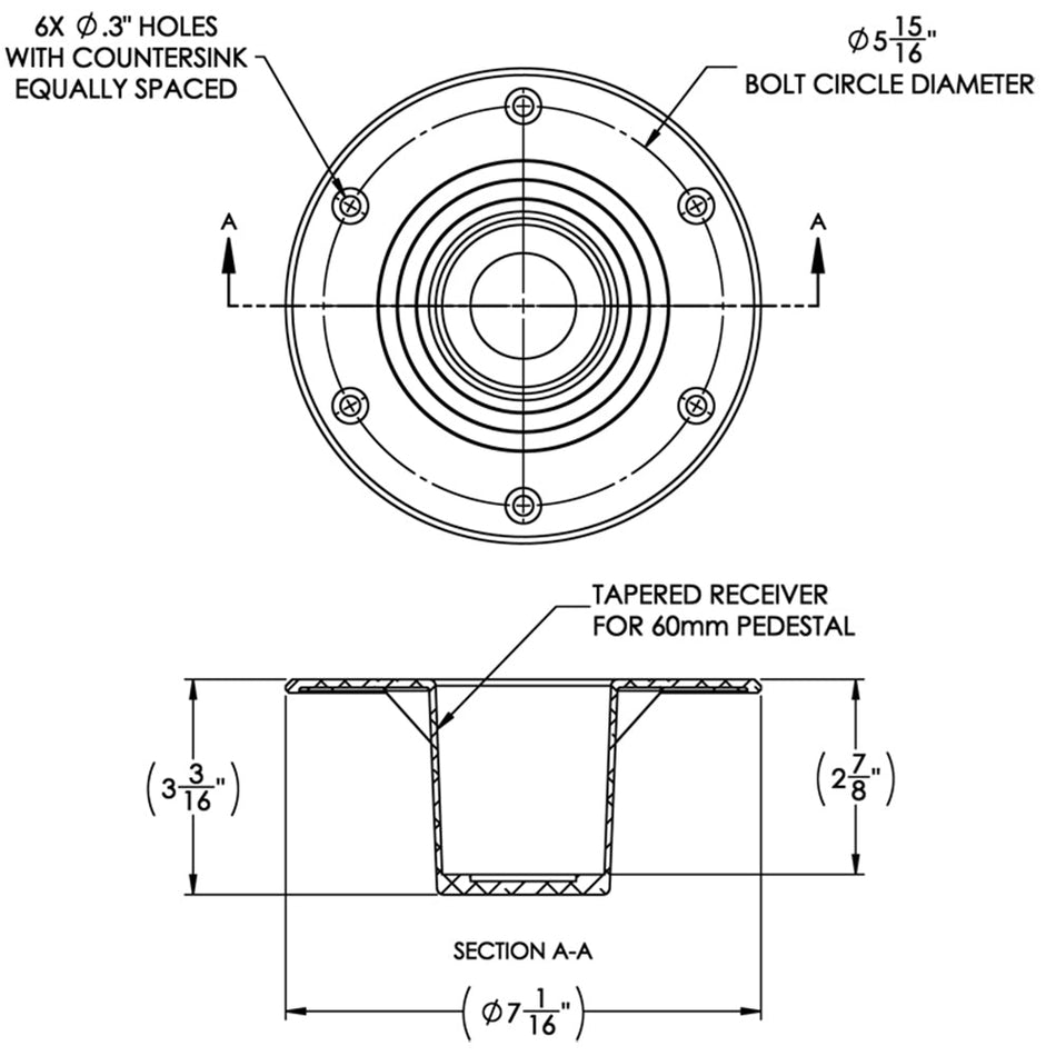 TACO Table Support - Flush Mount - Fits 2 - 3/8" Pedestals - Get Tight Gear